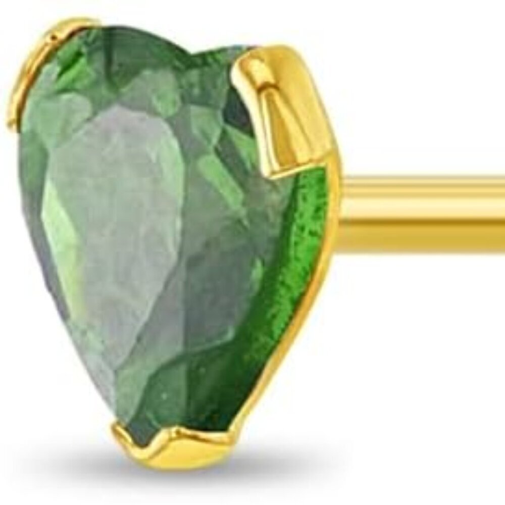 14k Yellow Gold 5mm Tiny Heart Cubic Zirconia Screw Back Stud Earrings for Baby,